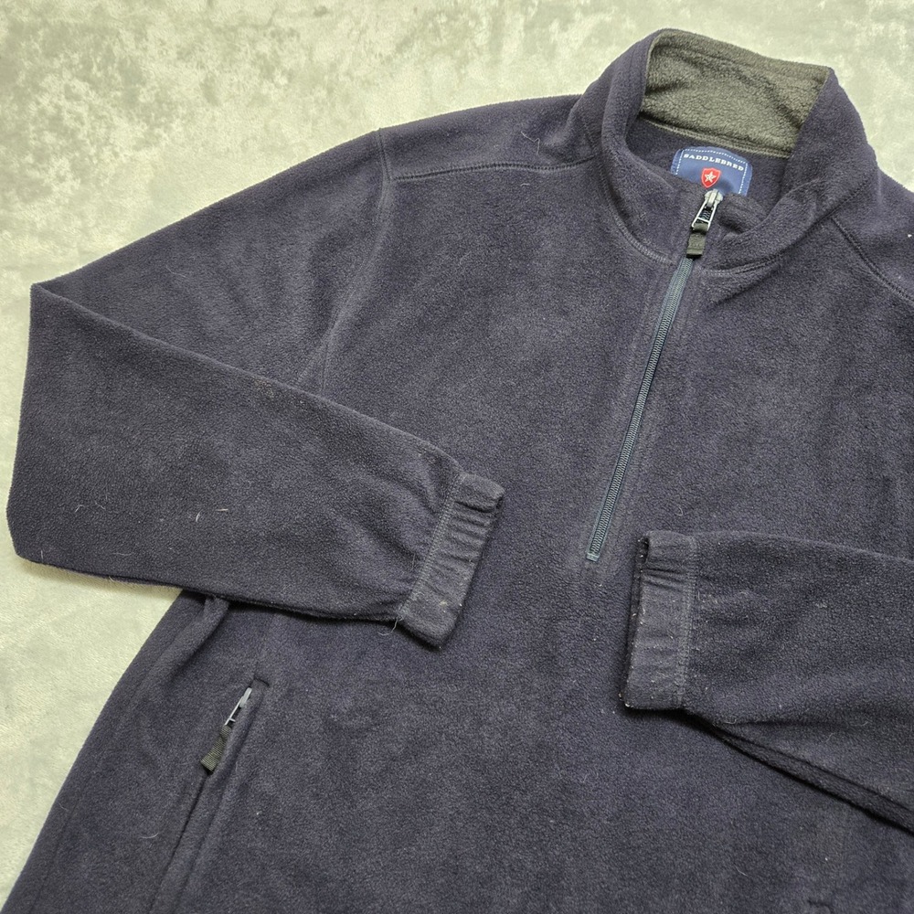 Saddlebred Mens Size Medium Navy Blue Quarter Zip Fleece Pullover Jacket